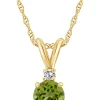 Coupon 🎉 14K Gold 5mm Round Peridot Diamond Accent Pendant by Belk & Co. 😀