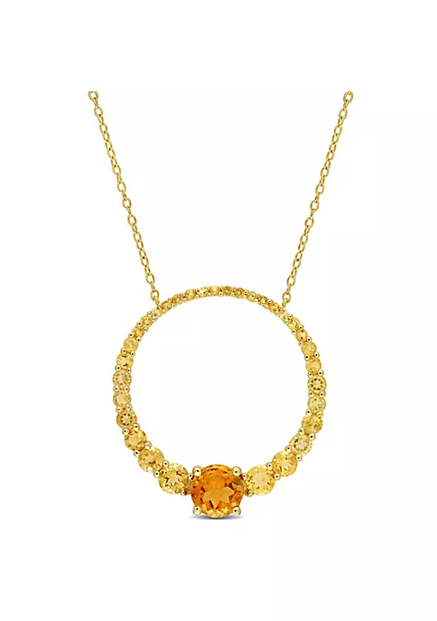 Outlet 🌟 3.24 ct. t.g.w. Citrine and Madeira Citrine Graduated Open Circle Pendant with Chain in 18K Yellow Gold Plated Sterling Silver by Belk & Co. 👍 1 Outlet 🌟 3.24 ct. t.g.w. Citrine and Madeira Citrine Graduated Open Circle Pendant with Chain in 18K Yellow Gold Plated Sterling Silver by Belk & Co. 👍