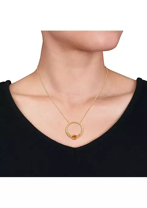 Outlet 🌟 3.24 ct. t.g.w. Citrine and Madeira Citrine Graduated Open Circle Pendant with Chain in 18K Yellow Gold Plated Sterling Silver by Belk & Co. 👍 2 Outlet 🌟 3.24 ct. t.g.w. Citrine and Madeira Citrine Graduated Open Circle Pendant with Chain in 18K Yellow Gold Plated Sterling Silver by Belk & Co. 👍 - Image 2