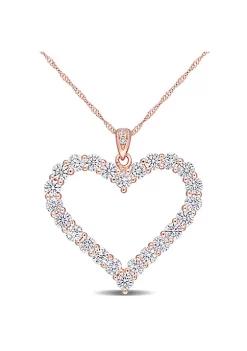 Best Pirce 😉 Lab Created 2.42 ct. t.g.w. Created Moissanite Heart Pendant with Chain in Rose Plated Sterling Silver by Belk & Co. 🛒 -DealsBelk & Co. Store Belk 39593