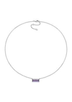 Best reviews of ⭐ Baguette Cut African Amethyst and White Sapphire Halo Necklace in Sterling Silver by Belk & Co. 🔔 -DealsBelk & Co. Store Belk 39598