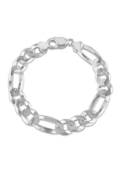 Best Sale 🛒 Sterling Silver 12.3mm Flat Figaro Chain Bracelet, 9" by Belk & Co. 😍 -DealsBelk & Co. Store Belk 39611