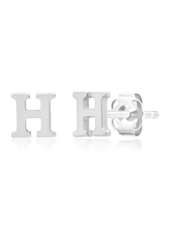 Budget 😍 Letter H Stud Earrings in 14K White Gold by Belk & Co. 🤩