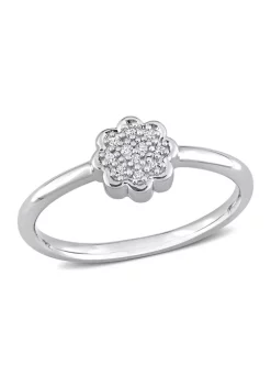 Outlet โ Diamond Accent Flower Promise Ring in Sterling Silver by Belk & Co. ๐