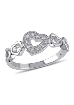 New 🔔 Diamond Heart Ring In Sterling Silver by Belk & Co. 🔔
