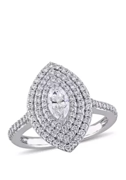 Budget ๐ฏ 1 ct. t.w. Diamond Marquise Triple Halo Engagement Ring in 14k White Gold by Belk & Co. ๐งจ