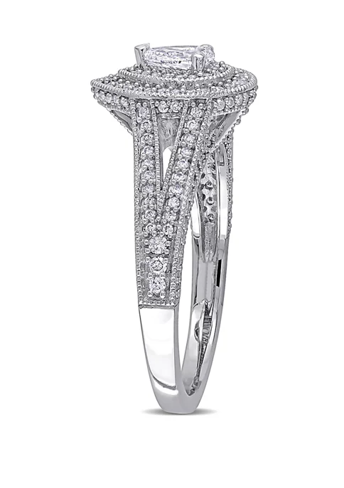 Promo ❤️ 1 ct. t.w. Diamond Pear Raised Split Shank Halo Engagement Ring in 14k White Gold by Belk & Co. ✔️ 2 Promo ❤️ 1 ct. t.w. Diamond Pear Raised Split Shank Halo Engagement Ring in 14k White Gold by Belk & Co. ✔️ - Image 2
