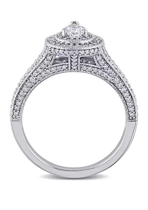 Promo ❤️ 1 ct. t.w. Diamond Pear Raised Split Shank Halo Engagement Ring in 14k White Gold by Belk & Co. ✔️ 3 Promo ❤️ 1 ct. t.w. Diamond Pear Raised Split Shank Halo Engagement Ring in 14k White Gold by Belk & Co. ✔️ - Image 3