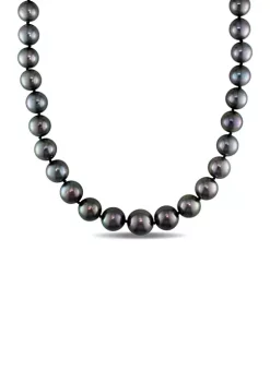 Promo ✔️ 10-13 MM Graduated Tahitian Pearl Strand with 14k White Gold and 1/5 CT TW Diamond Ball Clap by Belk & Co. ✔️