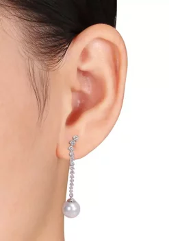 Cheapest ❤️ 9-9.5mm South Sea Pearl and 3/4 CT TW Diamond Graduated Drop Earrings in 14k White Gold by Belk & Co. 🥰 -DealsBelk & Co. Store Belk 39723