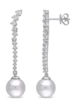 Cheapest ❤️ 9-9.5mm South Sea Pearl and 3/4 CT TW Diamond Graduated Drop Earrings in 14k White Gold by Belk & Co. 🥰 -DealsBelk & Co. Store Belk 39725