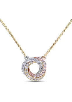 Budget 💯 1/4 ct. t.w. Diamond Interlaced Swirl Necklace in 3-Tone 14K Gold by Belk & Co. 🧨