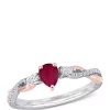 Cheapest 👏 2/5 ct. t.w. Ruby and 1/5 ct. t.w. Diamond 3 Stone Promise Ring in 14K White and Rose Gold by Belk & Co. 🤩