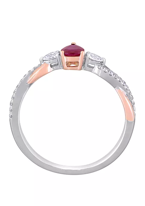 Cheapest 👏 2/5 ct. t.w. Ruby and 1/5 ct. t.w. Diamond 3 Stone Promise Ring in 14K White and Rose Gold by Belk & Co. 🤩 2 Cheapest 👏 2/5 ct. t.w. Ruby and 1/5 ct. t.w. Diamond 3 Stone Promise Ring in 14K White and Rose Gold by Belk & Co. 🤩 - Image 2