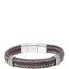 Cheap 😍 Stainless Steel and Brown Leather Bracelet with Magnetic Extender Closure by Belk & Co. 👏