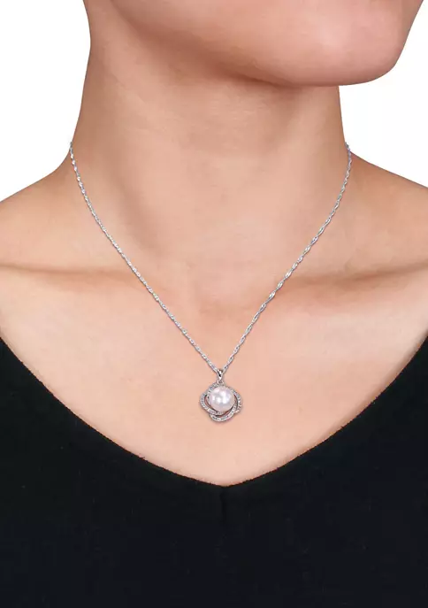 Discount ✨ 10 to 10.5 Millimeter Cultured Freshwater Pearl and 1/4 ct. t.w. Diamond Swirl Necklace in 14k White Gold by Belk & Co. 🥰 2 Discount ✨ 10 to 10.5 Millimeter Cultured Freshwater Pearl and 1/4 ct. t.w. Diamond Swirl Necklace in 14k White Gold by Belk & Co. 🥰 - Image 2