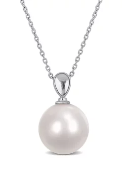 Deals 🛒 12-13mm South Sea Cultured Pearl Pendant with Chain in 14k White Gold by Belk & Co. 😉
