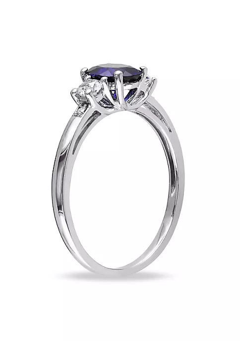 Best Pirce ๐ 1.57 ct. t.g.w. Created Blue and White Sapphire and 1/10 ct. t.w. Diamond 3-Stone Ring in 10K White Gold by Belk & Co. ๐ฏ 3 Best Pirce ๐ 1.57 ct. t.g.w. Created Blue and White Sapphire and 1/10 ct. t.w. Diamond 3-Stone Ring in 10K White Gold by Belk & Co. ๐ฏ - Image 3