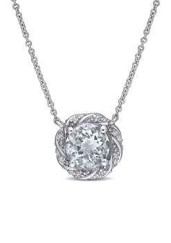 Cheapest 👍 1.2 ct. t.w. Aquamarine and 1/8 ct. t.w. Diamond Halo Pendant with Chain in 10K White Gold by Belk & Co. 🎁