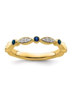 Budget ⭐ 1/10 ct. t.w. Lab Created Sapphire, 0.054 ct. t.w. Diamonds Stackable Expressions Ring in 14K Gold by Belk & Co. 🛒
