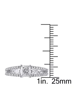 Best Sale 💯 1 ct. t.w. Diamond Radiant Cut 3-Stone Split Shank Engagement Ring in 14k White Gold by Belk & Co. ✨ -DealsBelk & Co. Store Belk 39843