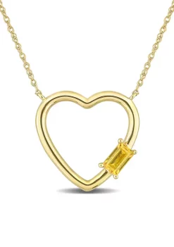 Best Pirce 😀 1/3 CT TGW Yellow Sapphire Open Heart Necklace in 10k Yellow Gold by Belk & Co. 🧨 -DealsBelk & Co. Store Belk 39850
