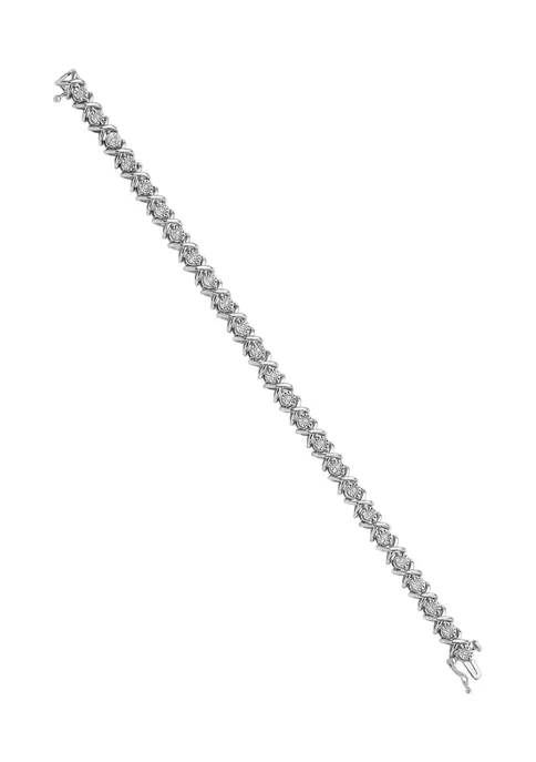 Hot Sale ⌛ 1/4 ct. t.w. Diamond X Bracelet in Rhodium Plated Sterling Silver by Belk & Co. 👏 2 Hot Sale ⌛ 1/4 ct. t.w. Diamond X Bracelet in Rhodium Plated Sterling Silver by Belk & Co. 👏 - Image 2