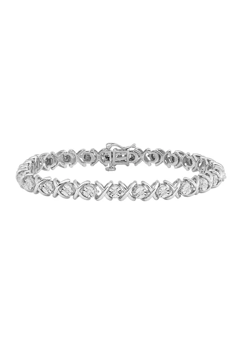 Hot Sale ⌛ 1/4 ct. t.w. Diamond X Bracelet in Rhodium Plated Sterling Silver by Belk & Co. 👏 4 Hot Sale ⌛ 1/4 ct. t.w. Diamond X Bracelet in Rhodium Plated Sterling Silver by Belk & Co. 👏 - Image 4