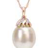 Wholesale 😍 9-10MM South Sea Cultured Pearl and Diamond Accent Necklace in 14k Rose Gold by Belk & Co. 👍