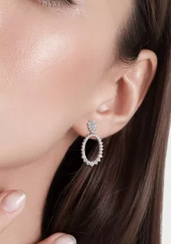 Promo 🧨 2.3 ct. t.w. Created Moissanite Hoop Dangle Earrings in Sterling Silver by Belk & Co. 😍 -DealsBelk & Co. Store Belk 39870