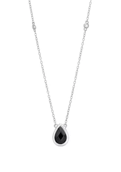 Best Pirce ✨ 1 1/3 ct. t.w. Black Onyx and 1/6 ct. t.w. White Topaz Pendant Necklace in Sterling Silver by Belk & Co. ❤️ -DealsBelk & Co. Store Belk 39875