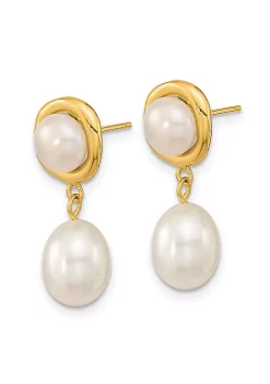 Promo 💯 14K Yellow Gold 5-7mm White Button/Rice Freshwater Cultured Pearl Dangle Post Earrings by Belk & Co. 👏 -DealsBelk & Co. Store Belk 39877
