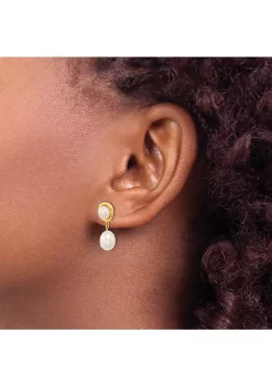 Promo 💯 14K Yellow Gold 5-7mm White Button/Rice Freshwater Cultured Pearl Dangle Post Earrings by Belk & Co. 👏 -DealsBelk & Co. Store Belk 39878