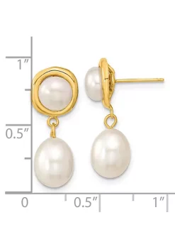 Promo 💯 14K Yellow Gold 5-7mm White Button/Rice Freshwater Cultured Pearl Dangle Post Earrings by Belk & Co. 👏 -DealsBelk & Co. Store Belk 39879