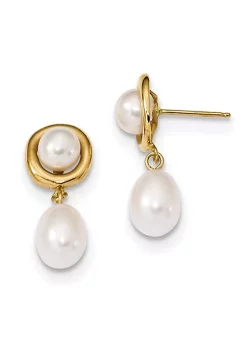 Promo 💯 14K Yellow Gold 5-7mm White Button/Rice Freshwater Cultured Pearl Dangle Post Earrings by Belk & Co. 👏 -DealsBelk & Co. Store Belk 39880