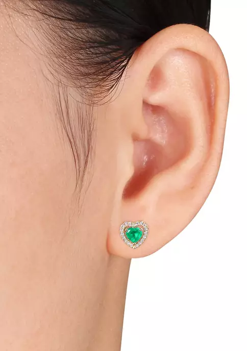 Top 10 💯 Emerald and 1/5 ct. t.w. Diamond Halo Heart Earrings by Belk & Co. 🎉 2 Top 10 💯 Emerald and 1/5 ct. t.w. Diamond Halo Heart Earrings by Belk & Co. 🎉 - Image 2