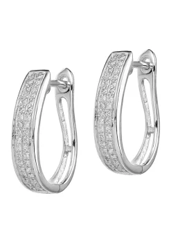 Best reviews of ๐งจ 1/5 ct. t.w. Diamond Oval Hinged Hoop Earrings in Rhodium Plated Sterling Silver by Belk & Co. โญ