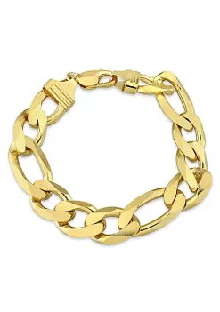 Flash Sale 🌟 14.5MM Figaro Chain Anklet in 18k Yellow Gold Plated Sterling Silver, 9" by Belk & Co. 🔥