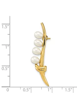 Cheap 💯 14K Yellow Gold 4-5mm Teardrop White Freshwater Cultured Pearl Brooch by Belk & Co. 🎉 -DealsBelk & Co. Store Belk 39927