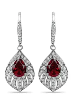 Hot Sale 🥰 3.12 ct. t.w. Garnet and White Topaz Feather Earring in Sterling Silver by Belk & Co. ⌛