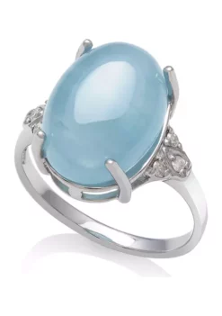 New 🎁 Milky Aquamarine and Diamond Accent Ring in Sterling Silver by Belk & Co. 🔔