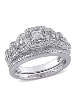 New ⌛ 1/3 ct. t.w. Diamond Vintage Bridal Set in Sterling Silver by Belk & Co. 🥰