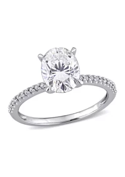Top 10 🔔 Lab Created 2 ct. t.w. Oval-Cut Moissanite and 1/10 ct. t.w. Diamond Engagement Ring in 14k White Gold by Belk & Co. 🎁 -DealsBelk & Co. Store Belk 401