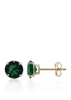 Deals 🤩 1.5 ct. t.w. Emerald Stud Earrings in 10K Yellow Gold by Belk & Co. 😍