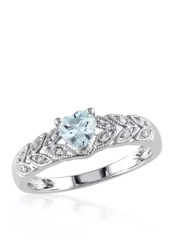 Top 10 🎁 Sterling Silver Aquamarine and Diamond Heart Ring by Belk & Co. ✨ -DealsBelk & Co. Store Belk 4023