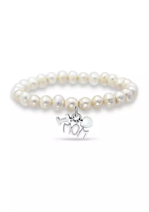 Outlet 😀 Fresh Water Pearl Mom Charm Bracelet in Sterling Silver by Belk & Co. 🌟 4 Outlet 😀 Fresh Water Pearl Mom Charm Bracelet in Sterling Silver by Belk & Co. 🌟 - Image 4