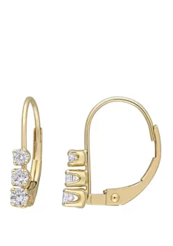 Discount 🧨 1/4 ct. t.w. Diamond 3 Stone Drop Earrings in 14k Yellow Gold by Belk & Co. 🛒