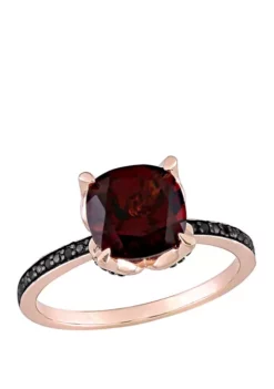 New 🎁 3.1 ct. t.w. Garnet, 1/10 ct. t.w. Black Diamond Accent Ring in by Belk & Co. ⌛