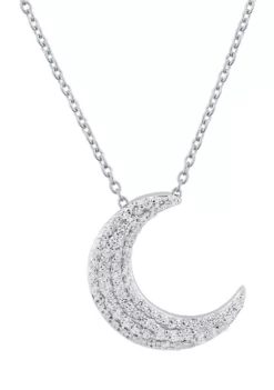 Best Sale ๐ 1/4 ct. t.w. Diamond Moon Pendant Necklace with 18" Rope Chain in Sterling Silver by Belk & Co. ๐