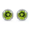 New 🎉 1-1/2 ct. 6MM Round Peridot and White Topaz Hidden Halo Stud Earrings, Sterling Silver by Belk & Co. ⭐